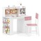 White Kids Desk And Chair Set With Storage Shelves Drawer MDF Pine Wood 41.5 Inch